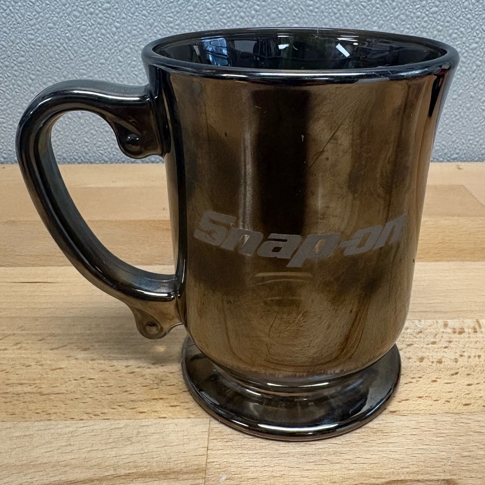 Snap-on Tools Coffee Cup, Mirrored Glass Mug. mechanic Promotion Piece.